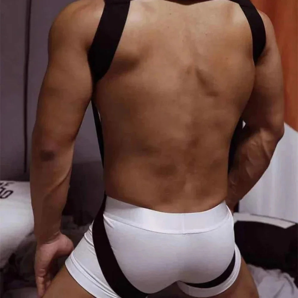 Adult Male Bondage Set Harness for Man Sexy Elastic Lingerie Chest Cage Straps with Hollow Out Belts Gay Clothing Sex Costume