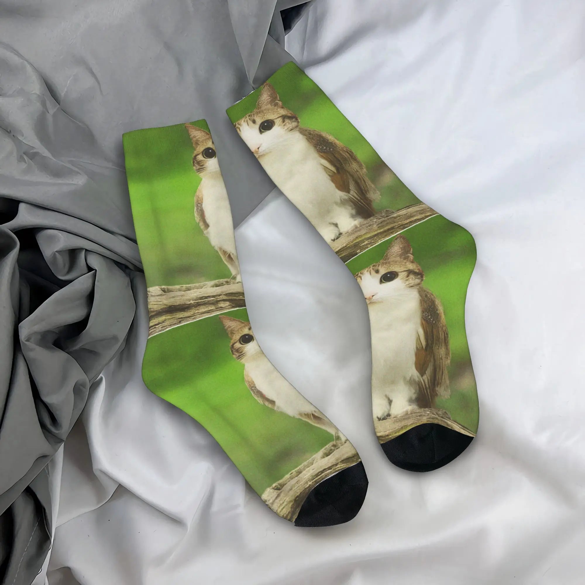 Unisex Men Socks Funny Meowl Meme Cat Owl Meme Brainrot Gen Stockings Winter Harajuku High Quality Socks Sports Anti Skid Socks