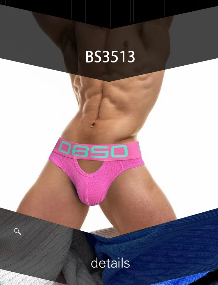 Men's Ribbed Cotton Jockstrap Briefs, Breathable Low Rise Sport Underwear