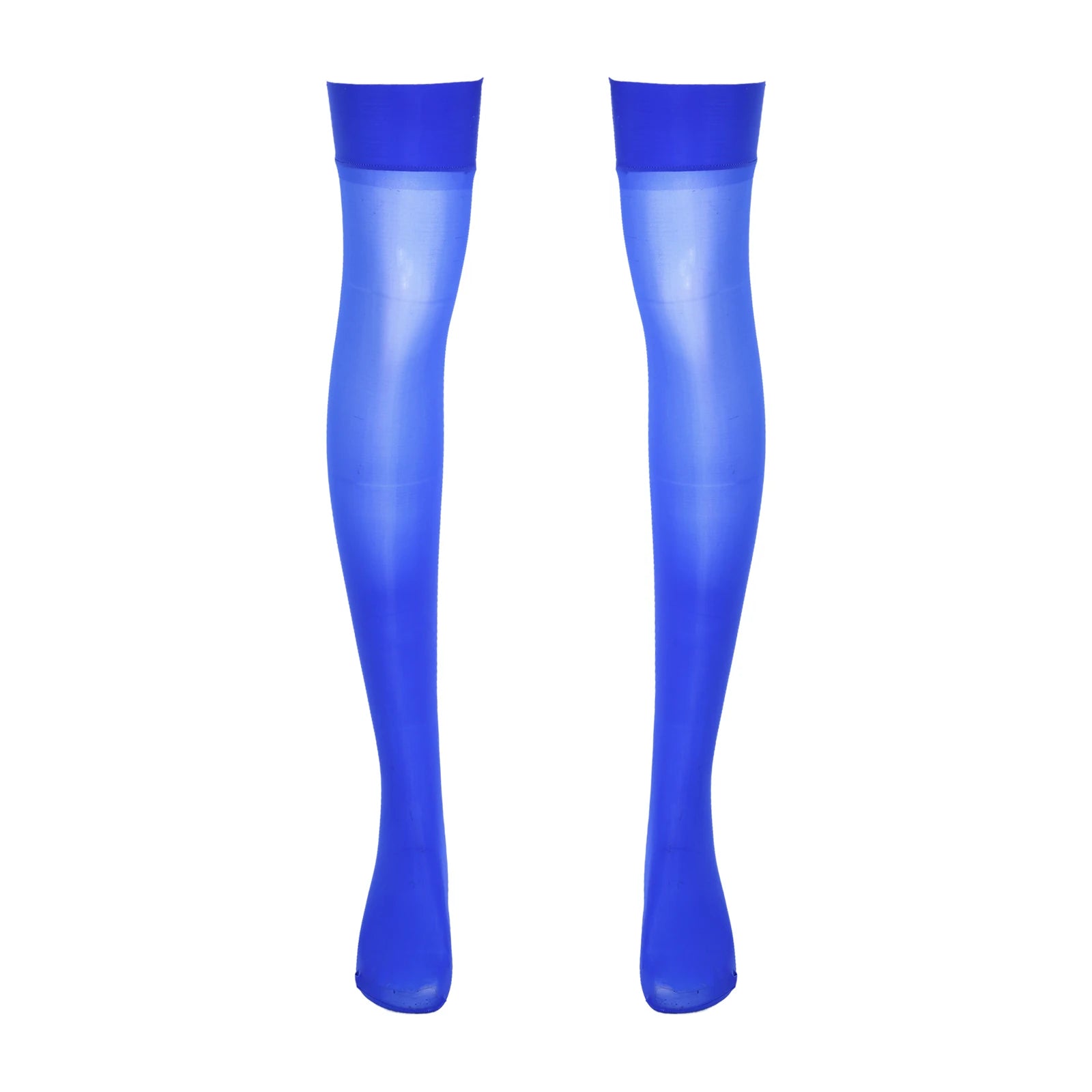 Sexy Mens Lingerie Glossy See-through Stockings Thin Shiny Solid Color Stretchy Sheer Thigh High Socks Sissy Stockings