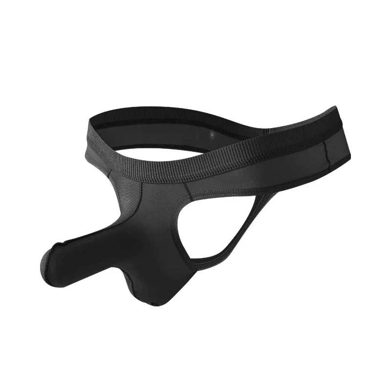 Separation Physiological Jockstrap Ice Silk Mini Tangas Men Thongs and G Strings Sexy Low Rise Lingerie Breathable Man Underwear