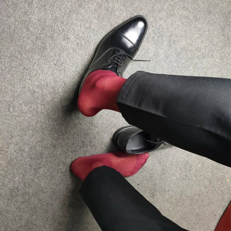 Men Sexy Dress Transparent Tube Silk High Socks Men Nylon Silk BDSM Slave Fetish Sissy Gay Hosiery Men Pure Sex Gaming Stockings