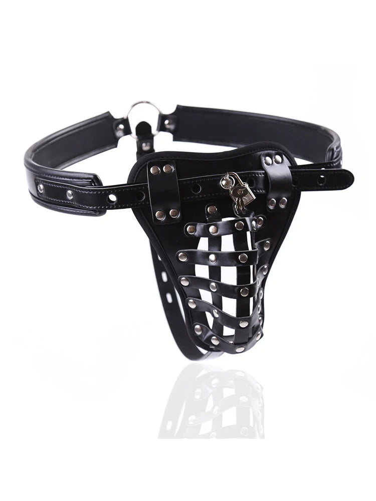 Sex Toys Gay Mens Open Butt Pentis Lingerie PU Leather Sissy Pouch Man Jockstraps G-string Underwear Underpants with Locks