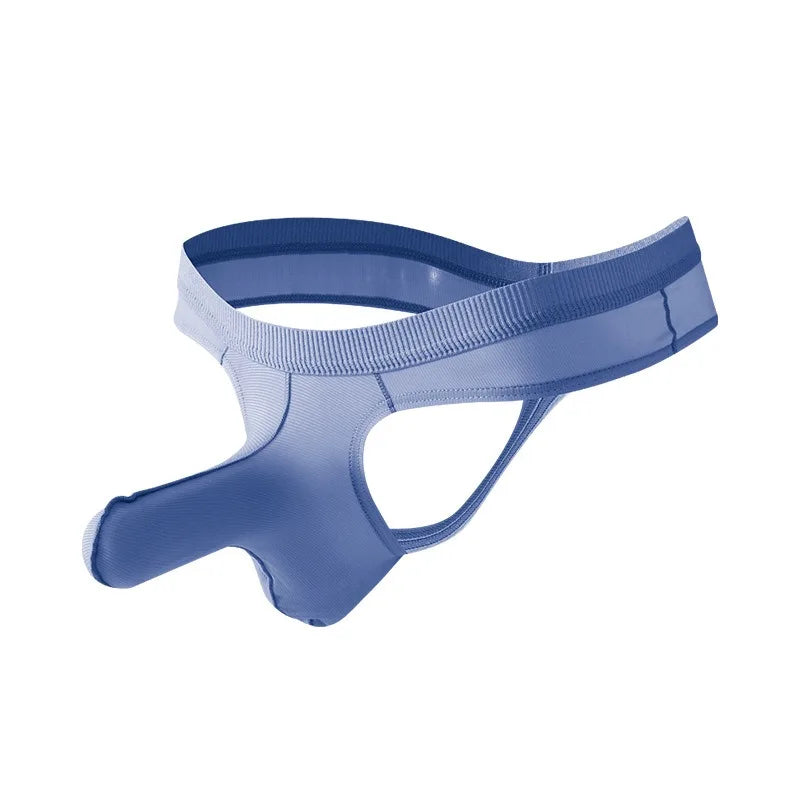 Separation Physiological Jockstrap Ice Silk Mini Tangas Men Thongs and G Strings Sexy Low Rise Lingerie Breathable Man Underwear