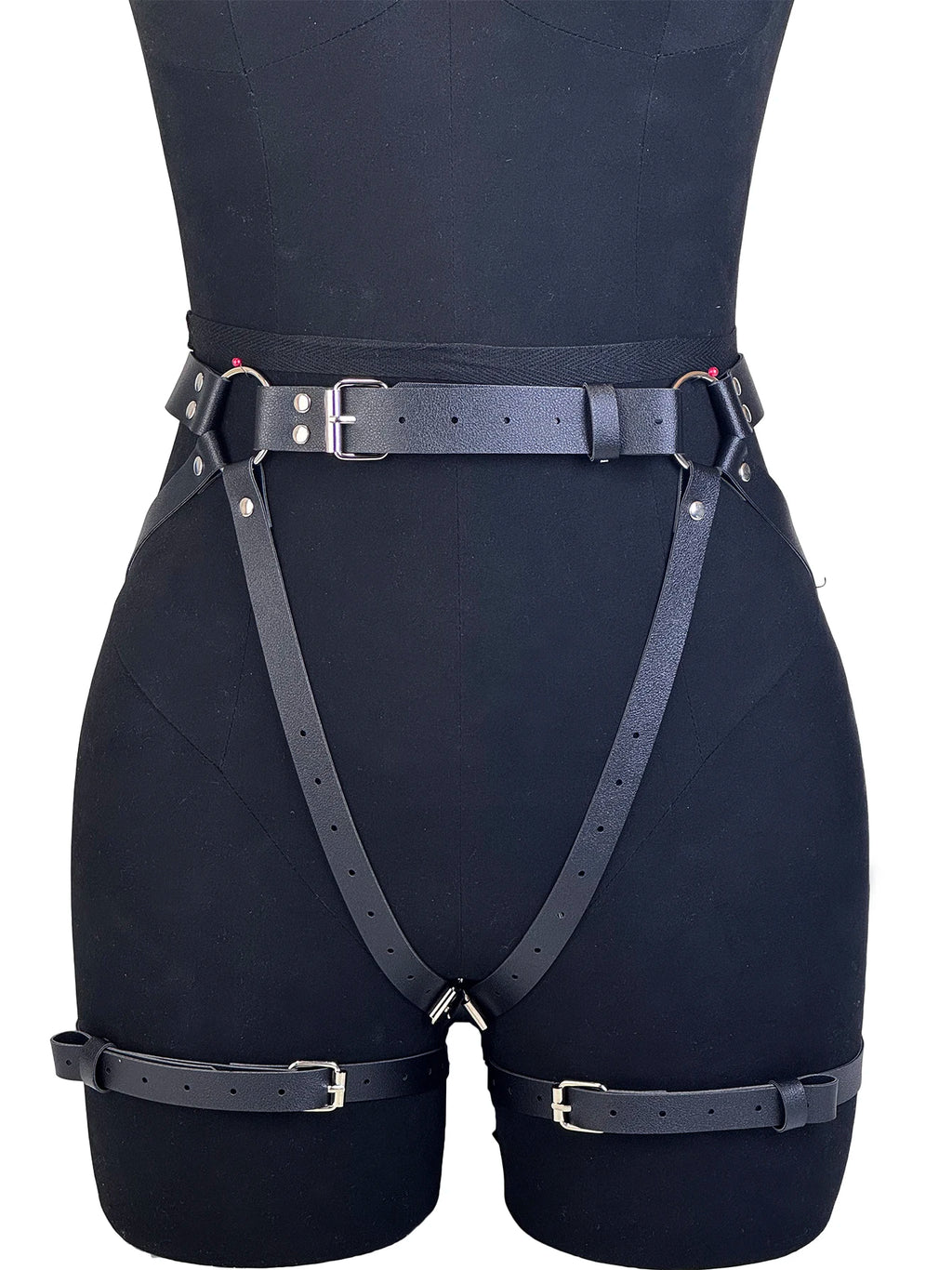 Sexy Women Leather Harness Thigh Garter BDSM Goth Leg Harness Bondage Thigh Adjustable High Waist Stocking Belt Fetish Clothing