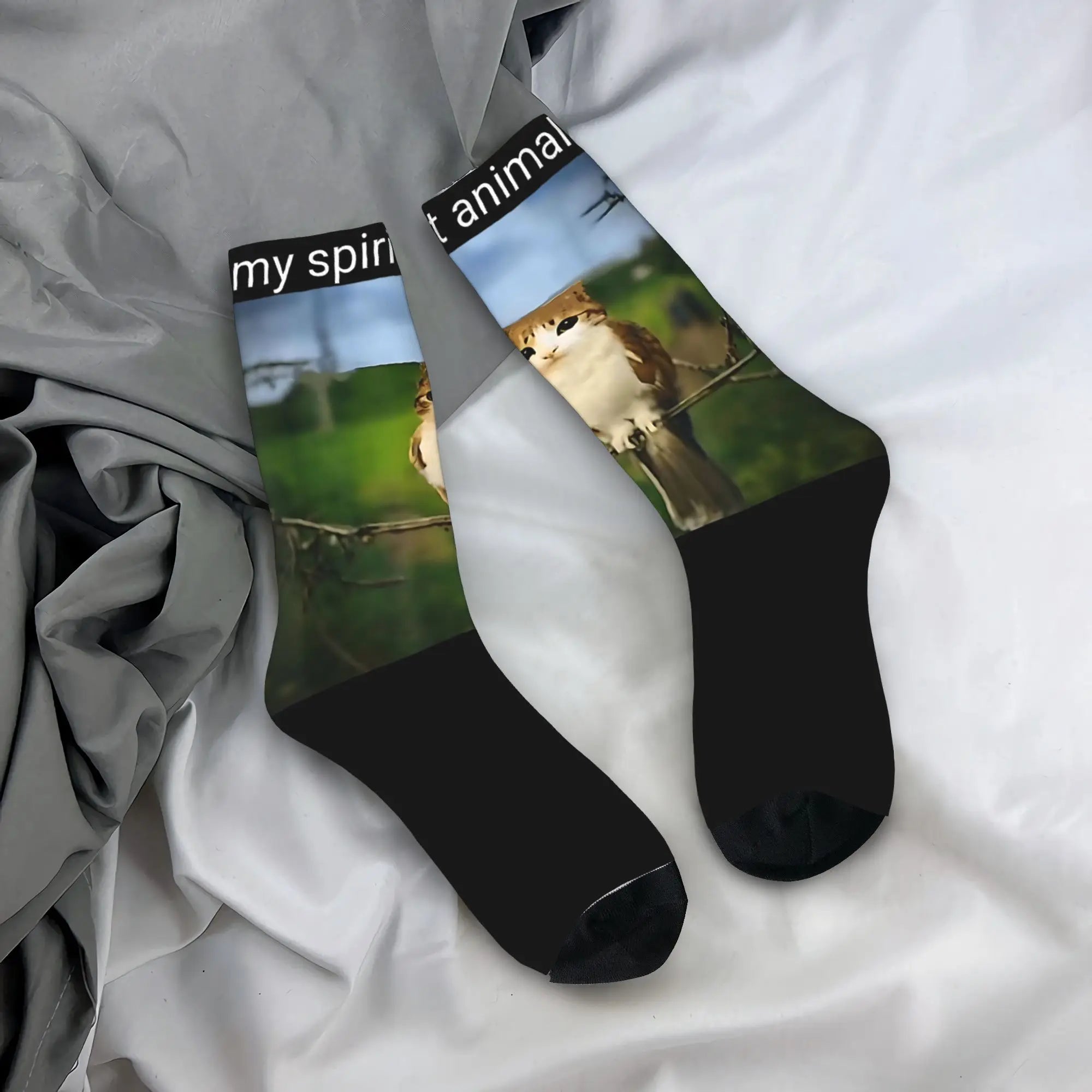 Unisex Men Socks Funny Meowl Meme Cat Owl Meme Brainrot Gen Stockings Winter Harajuku High Quality Socks Sports Anti Skid Socks