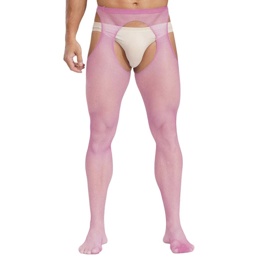 Sexy Pantyhose for Mens Night Wear Socks Male Colorful Tights Men's Open Crotch Legging Gentleman Small Fishnet Bodystockings