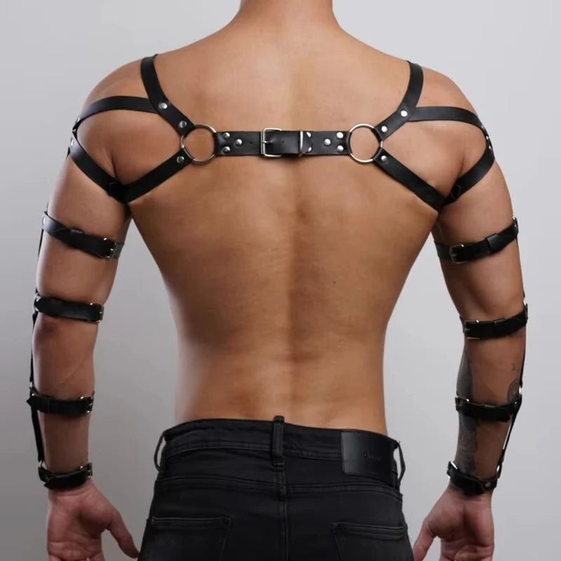 Male Faux Leather Sexy Chest Harness, Men Body Cage Shoulder Harness Strap Clothing Accessories for Adult