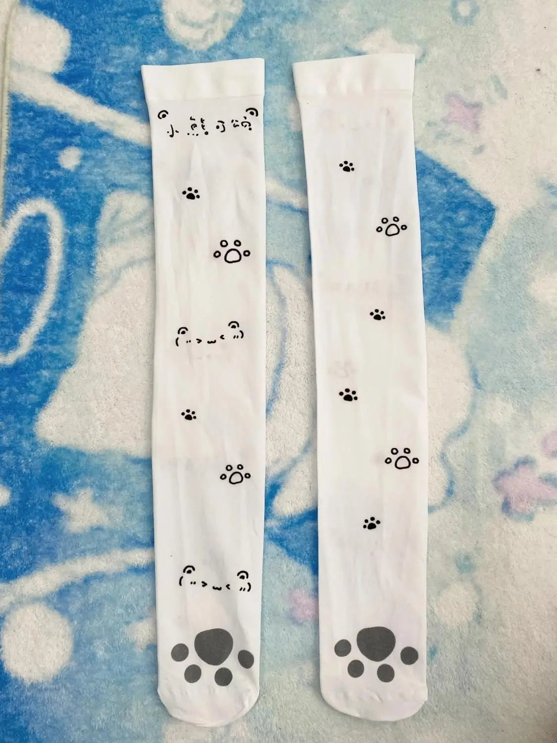 White Sexy Subculture Cute Cartoon Print Long Socks Haraiuku Over Knee Thigh High Stockings Y2K Cosplay Women's Socks Kawaii