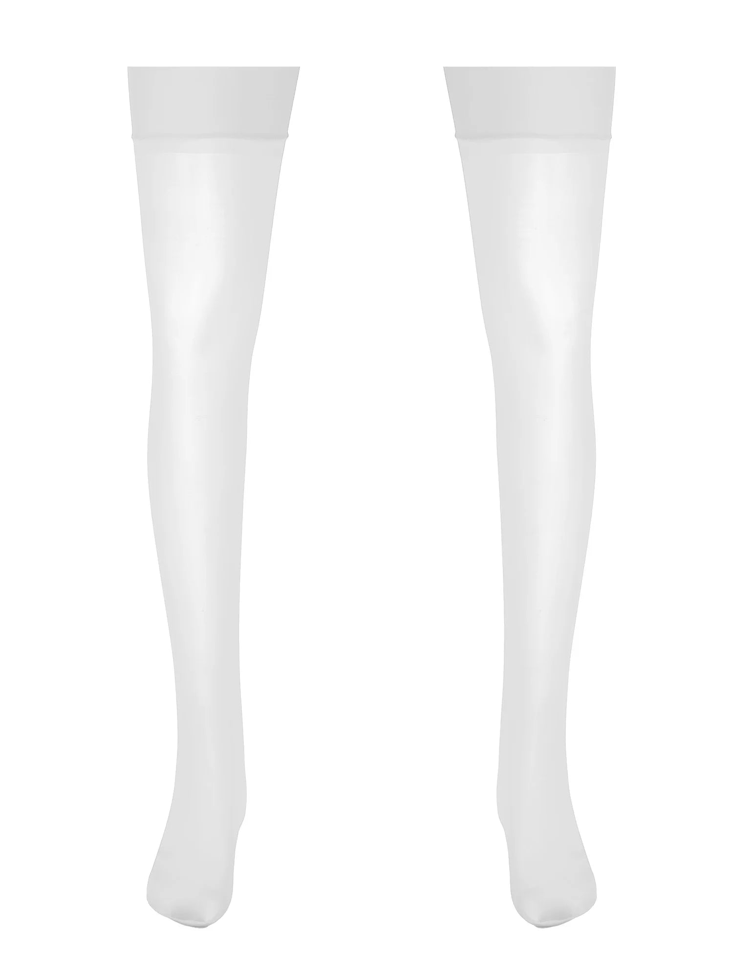 1 Pair Mens Sheer Compression Socks Full-Footed Stockings Glossy Anti-skid Soft Elasticity Band Thigh High Silk Long Stockings