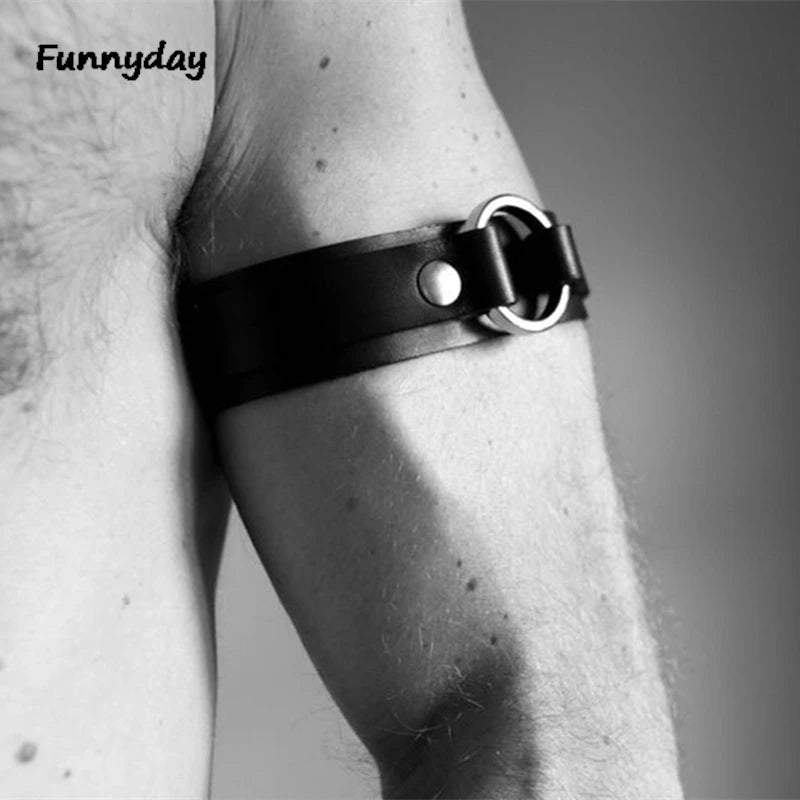 Gay Rave Harness Sexy Faux Leather Body Chest Harness Men Steampunk Gothic Fancy Club Party Belt Bondage Costume Armband Sex