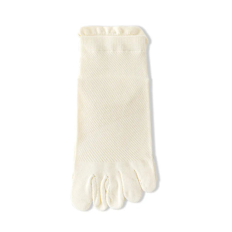Unisex Toe Socks Men And Women Fingers Sock Breathable Pure Cotton Sports Sock Mesh Deodorant Sweat Absorption Solid Color Socks