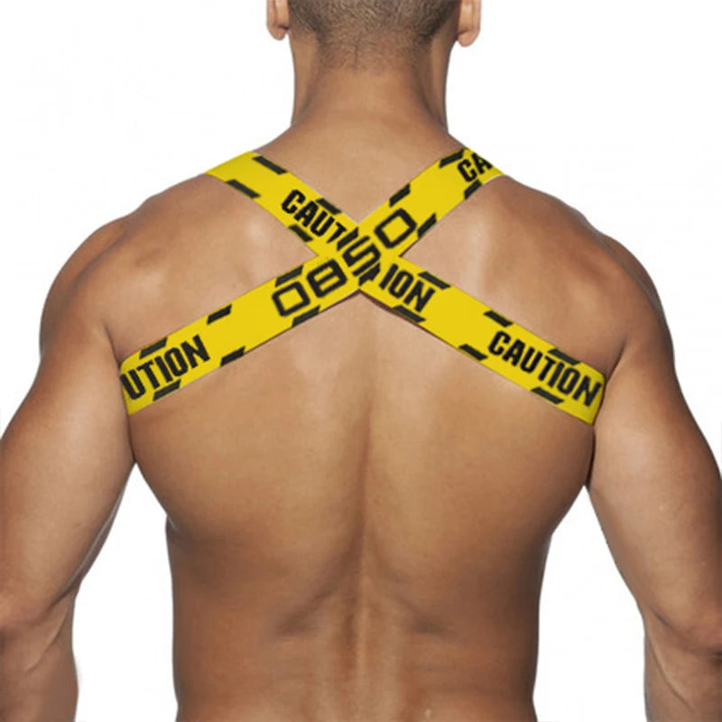 Sexy Elastic Band Harness Men Shoulder Straps Chest Bondage Muscle Halter Belt Men Bodysuite Gay Clubwear Club Party Costume