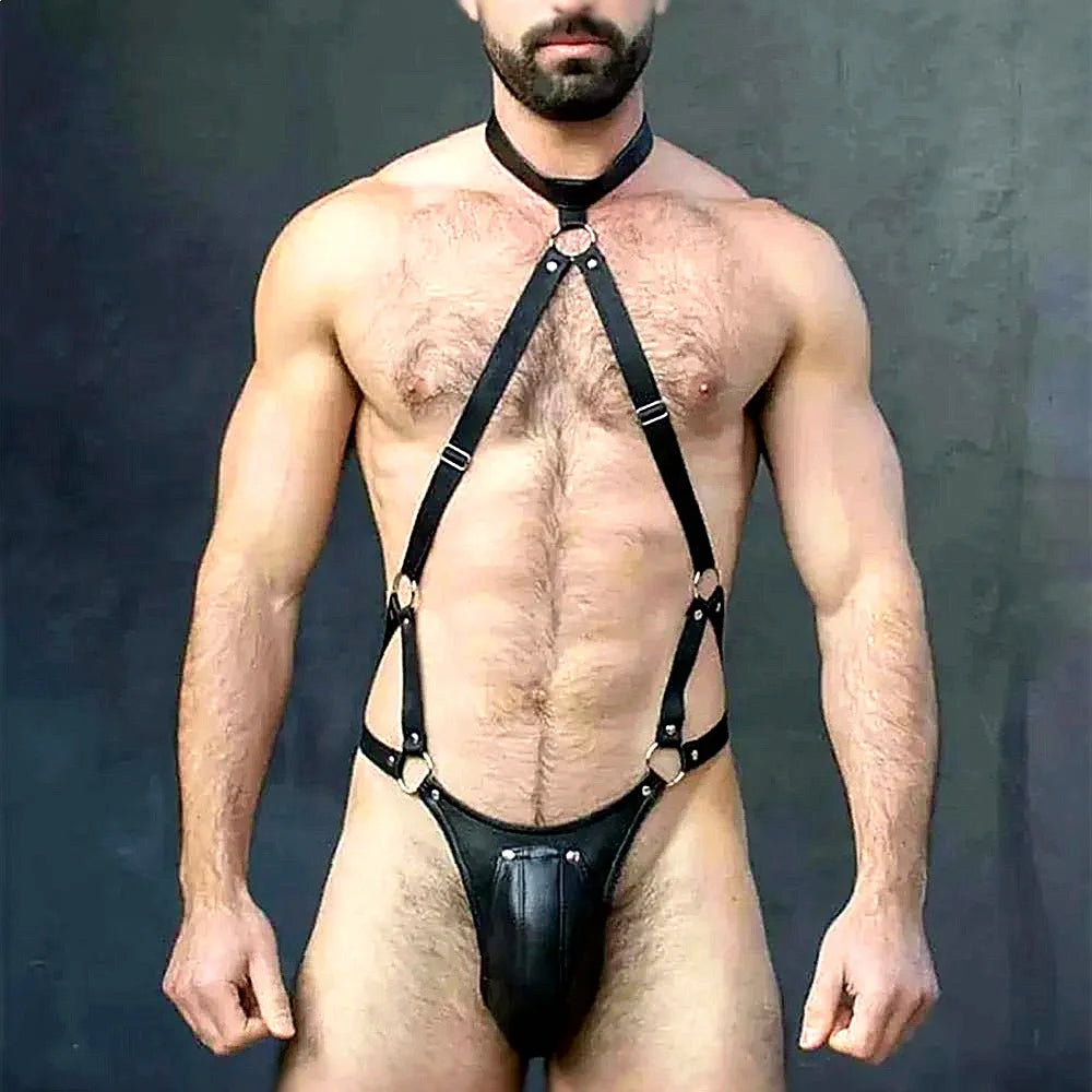Gay Rave Harness Male Leather Chest Crossed Sexy Lingerie For Men Adult Sex Toys Full Body Bondage Clothes Sexy Party Clubwear