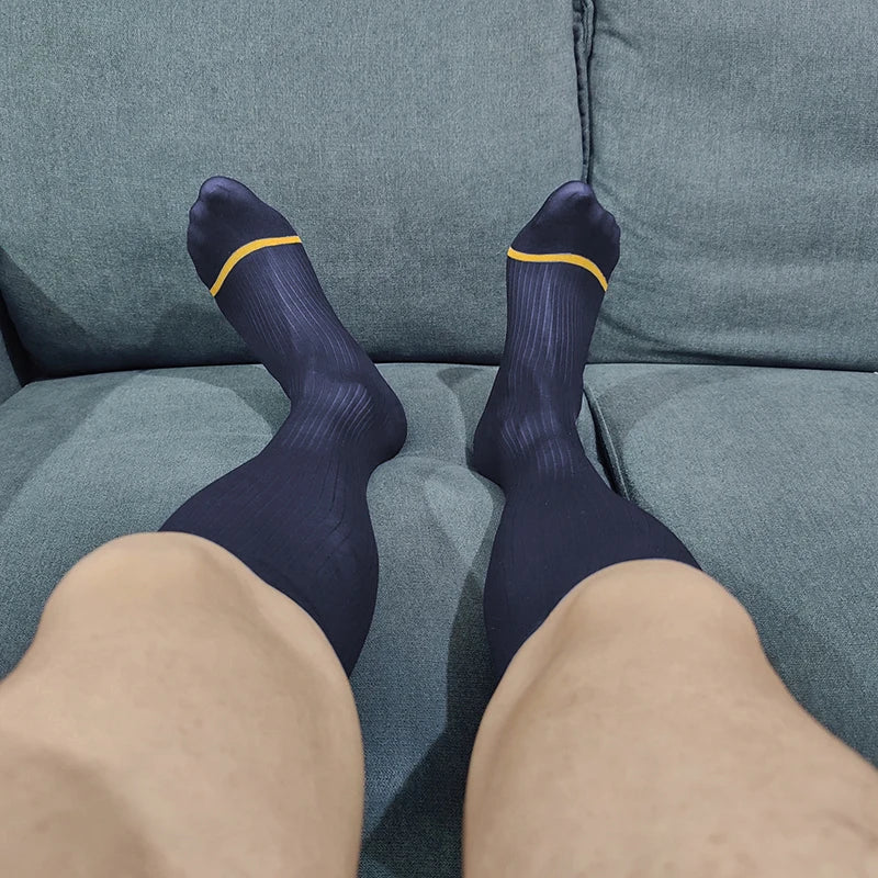 Sexy Ultra Thin Dress Tube Socks Men Sheer Stockings Man Erotic Wear Business Formal Sock calcetines hombre