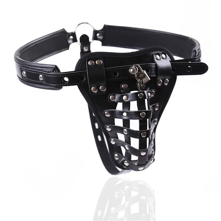 Sex Toys Gay Mens Open Butt Pentis Lingerie PU Leather Sissy Pouch Man Jockstraps G-string Underwear Underpants with Locks