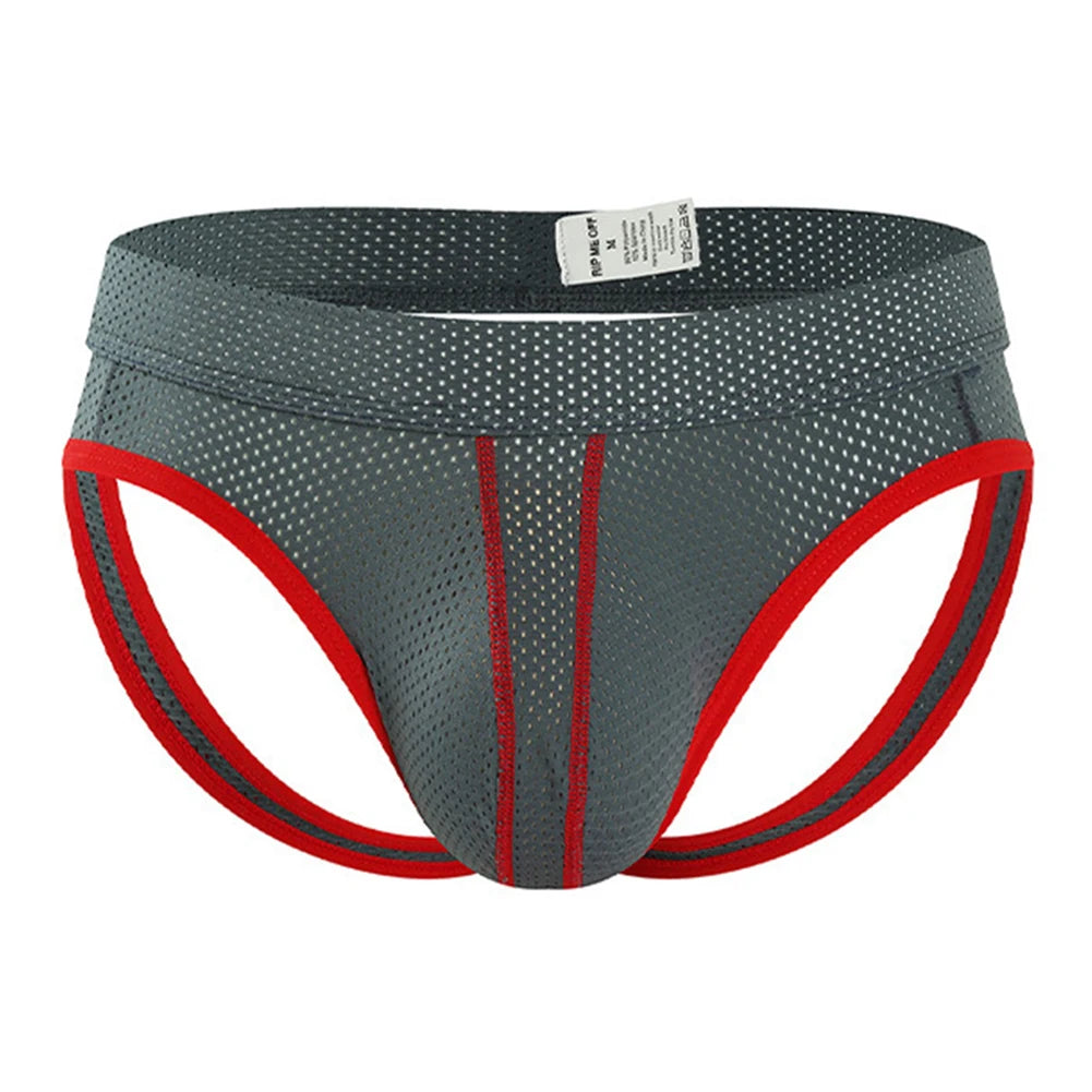 Men Underwear Thong Jockstrap Sexy Breathable Mesh Thongs Bulge Pouch Open Butt Panties Erotic Underwear Lingerie