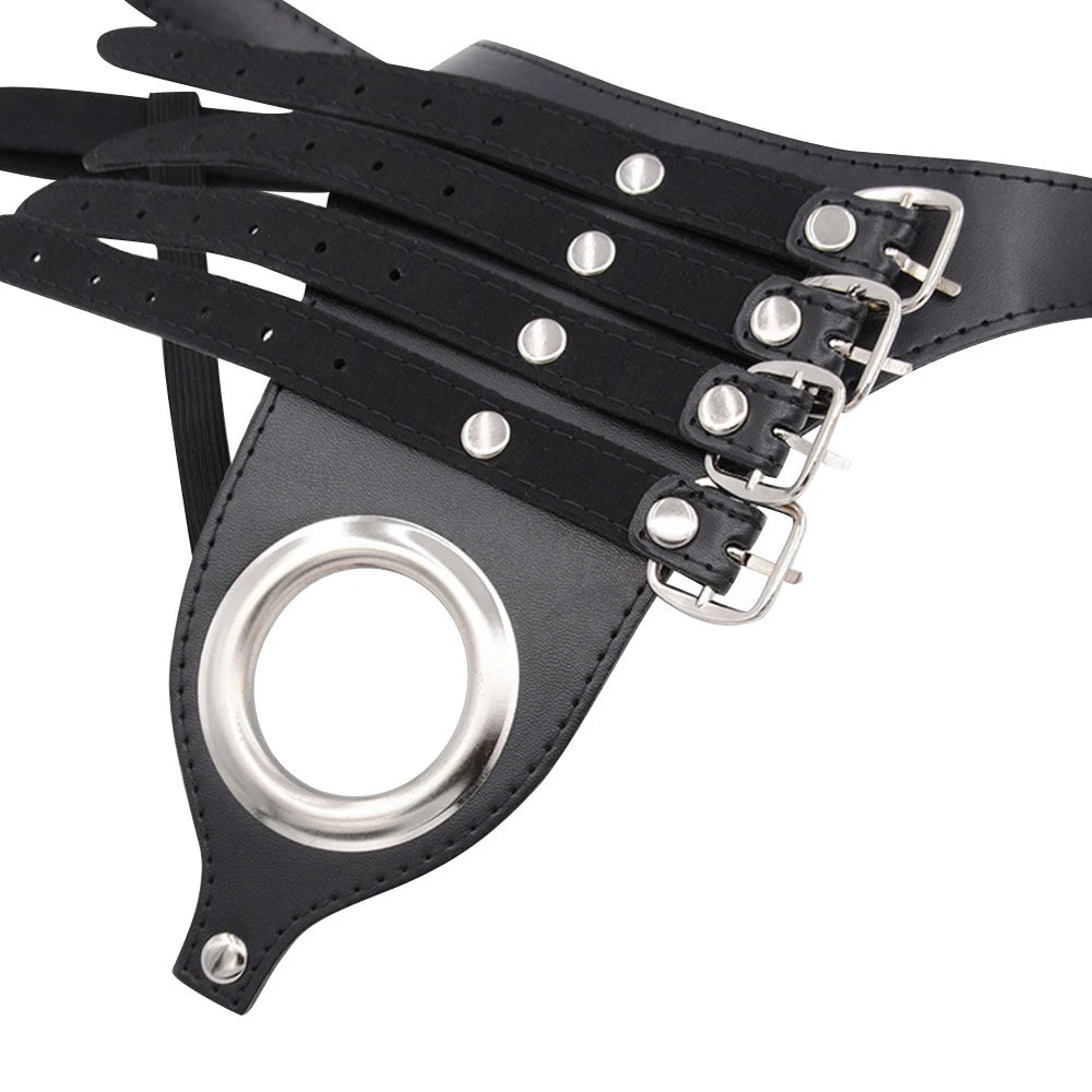 Strapon Male Chastity Pants Belt Sexy Lingerie Panties Harness Leather Thong SM penis Bondage Restraint Femboy Sex Toys for Men