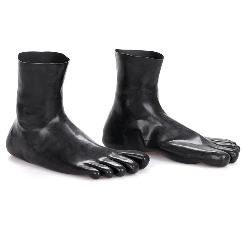 Mould Latex Socks Sexy Fetish Short Length Rubber Seamless 3D 5 Toe Black Transparent Socks for Men Women