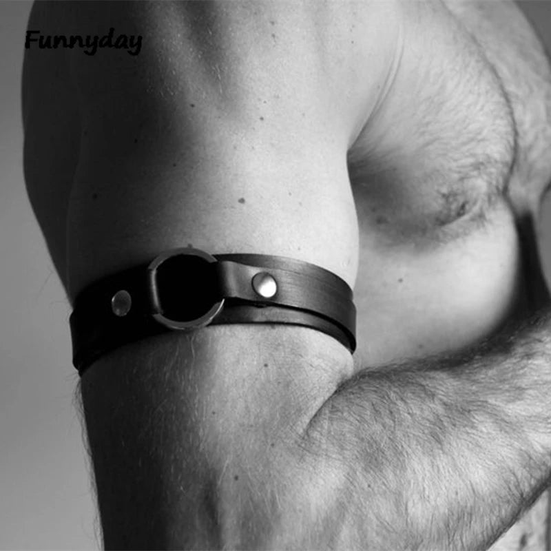 Gay Rave Harness Sexy Faux Leather Body Chest Harness Men Steampunk Gothic Fancy Club Party Belt Bondage Costume Armband Sex
