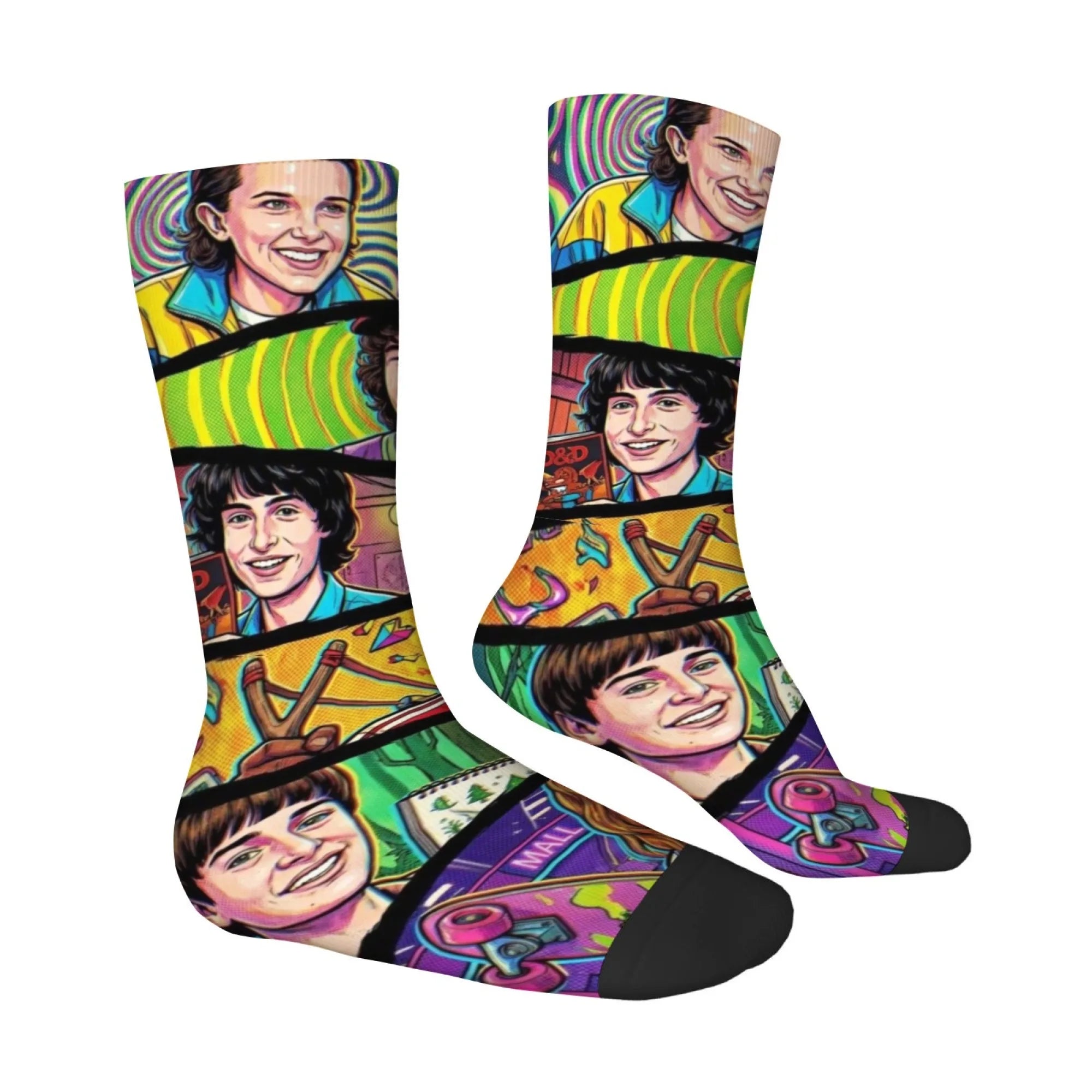 Science Fiction Adventure Pop Comic Men's Socks Harajuku Retro Style Casual Fashion Socks Novelty Funny Happy Hip-Hop Socks Gift