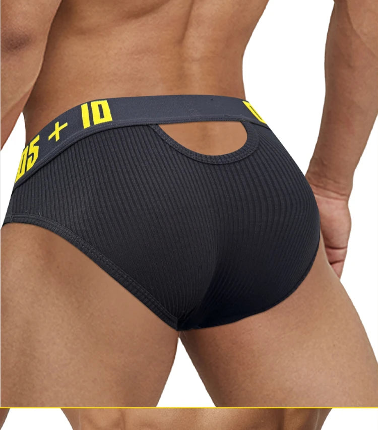 Men's Ribbed Cotton Jockstrap Briefs, Breathable Low Rise Sport Underwear
