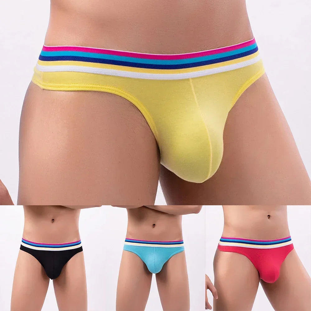 1x Sexy Men's Thongs Cotton Low Waist Bulge Pouch Thongs Underwear  male Underpants Jockstrap Fashion