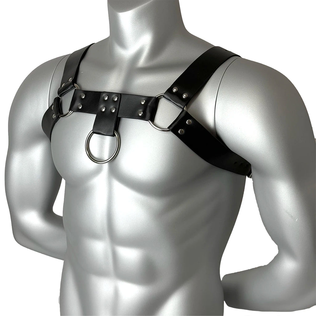 Male Leather Chest Harness Adjustable Lingerie Fetish Gay Clothing Accessories Body Bondage Goth Punk Club Cage Strap for Men