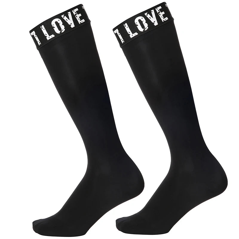 New Personalized Letters Stockings Comfortable Breathable Sexy Femboy Black Stockings Silky Smooth Oily Stretch Business Socks