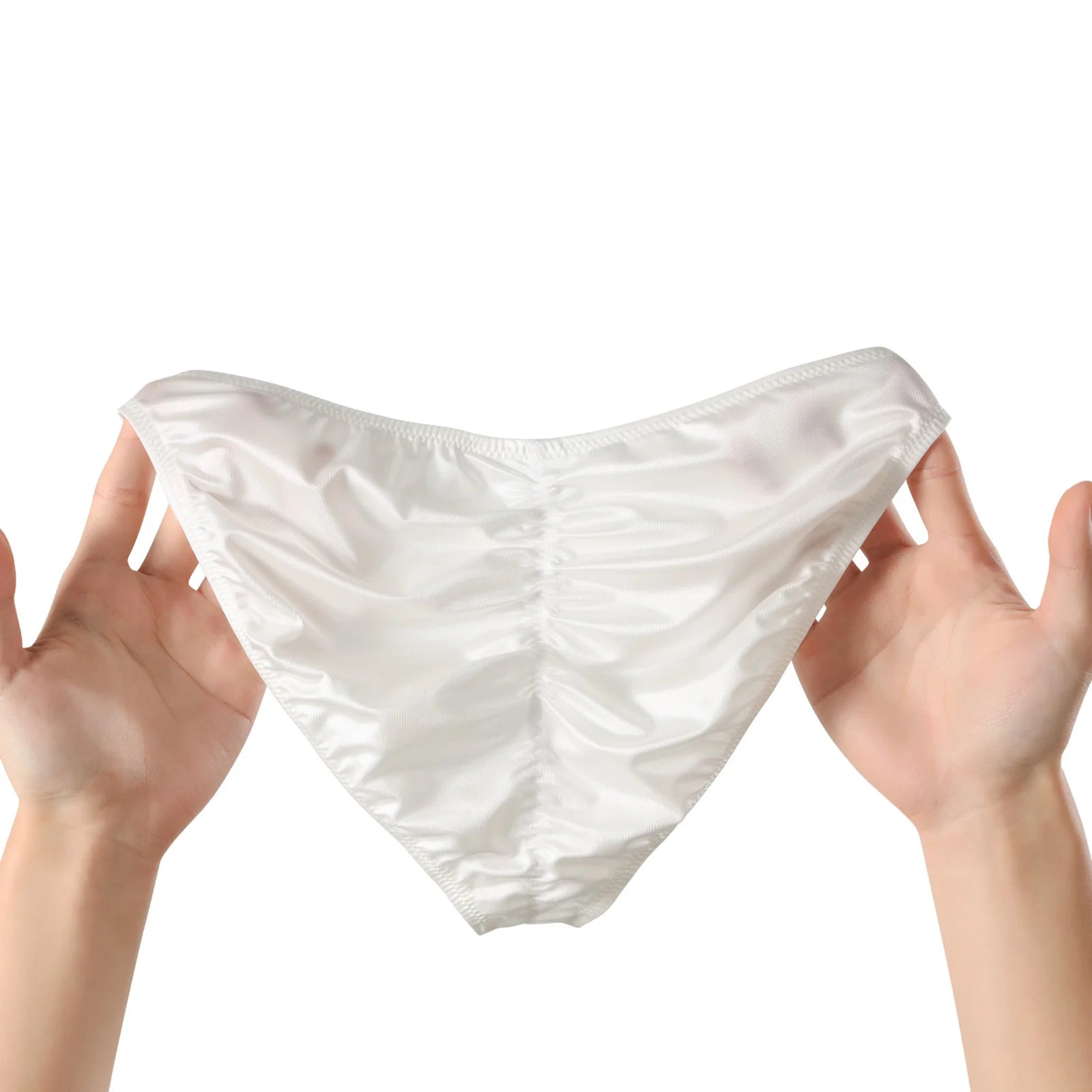 Men Smooth Satin Briefs Bikini Sexy Bulge Pouch Underwear Shiny Mini Panties Butt-lifting Low Waist Soft Fashion Underpants