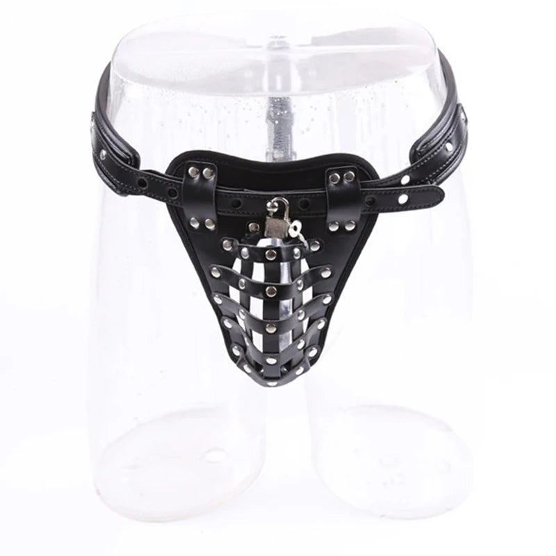 Sex Toys Gay Mens Open Butt Pentis Lingerie PU Leather Sissy Pouch Man Jockstraps G-string Underwear Underpants with Locks