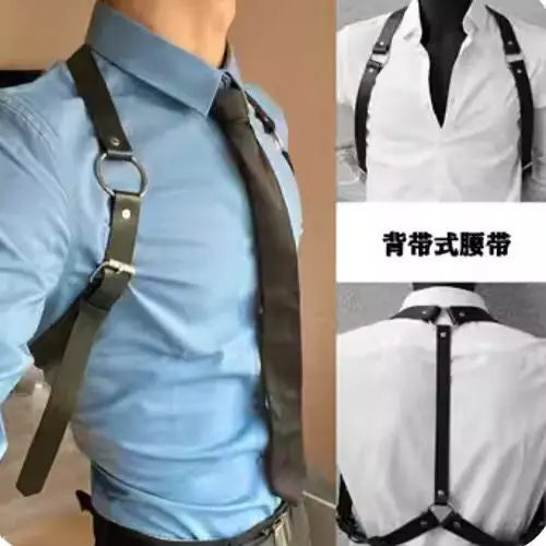 [2411 People Gave Positive Reviews]Men's New Product Strap Straight Down Leather Shirt Strap Chest Strap Functional Punk Strap
