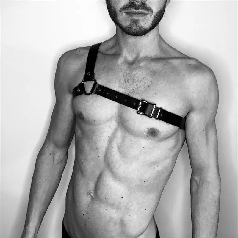 X-shape Men's Chest Harness Chain Belts Sexual Male Leather Body Straps Lingerie Fashion Punk Rave Gay Harness Accessories