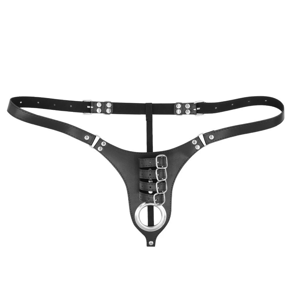 Strapon Male Chastity Pants Belt Sexy Lingerie Panties Harness Leather Thong SM penis Bondage Restraint Femboy Sex Toys for Men