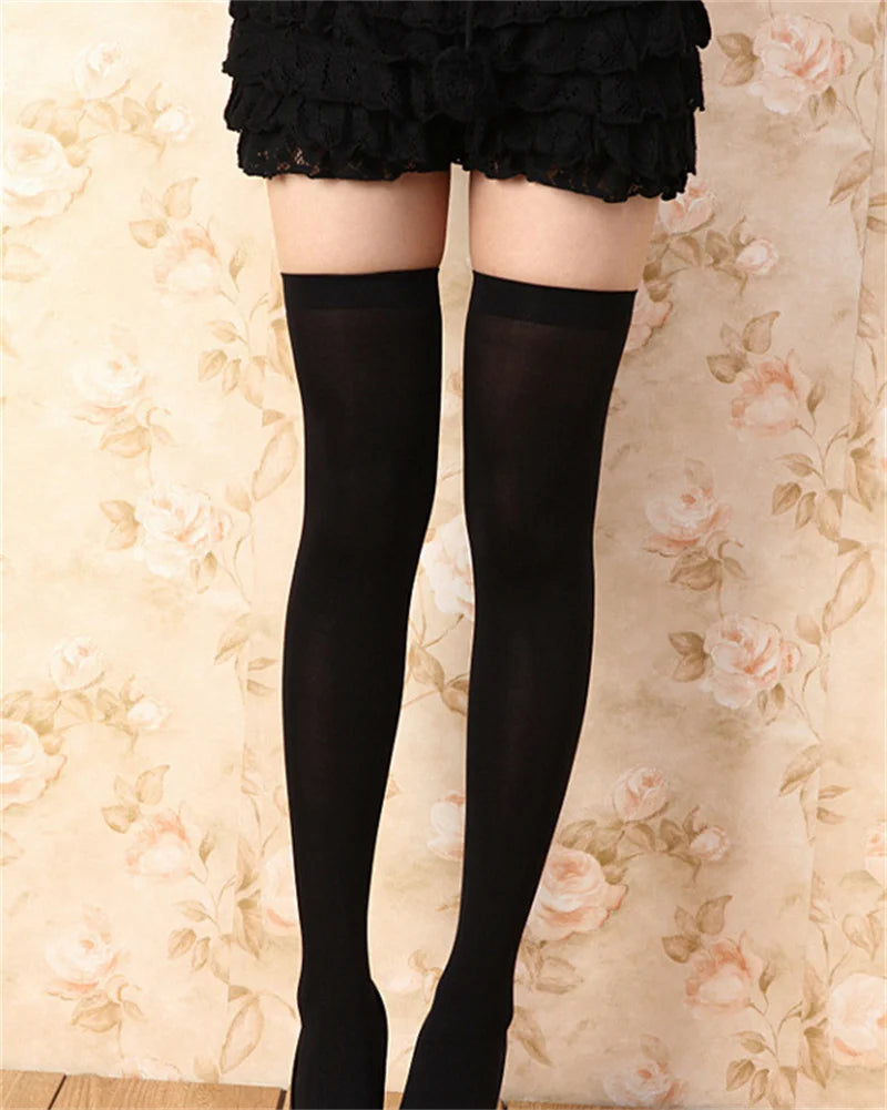 Sexy Black White Long Socks Women Over Knee Thigh High Socks Over The Knee Stockings For Ladies Girls Warm Knee Socks
