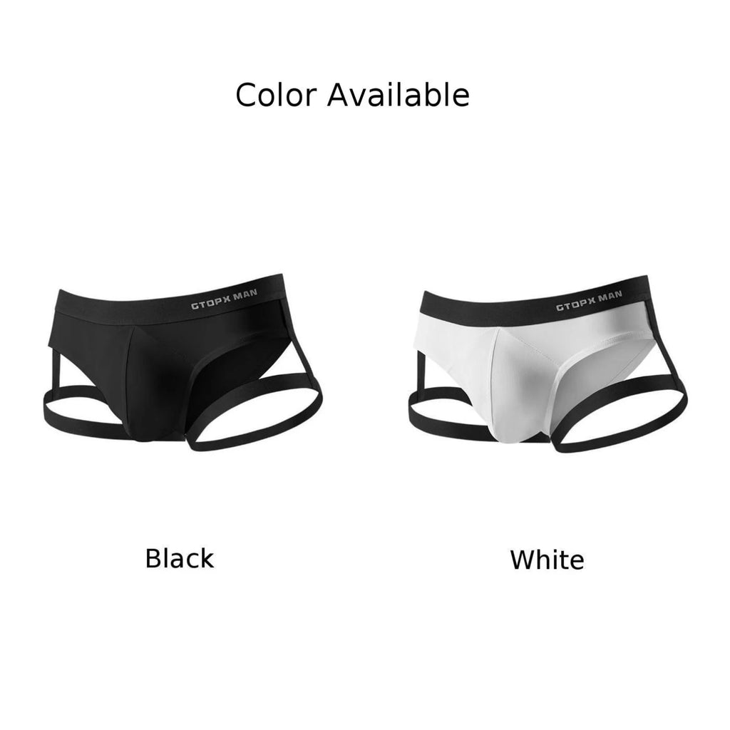Men’s Thin Ice Silk Suspender Breathable Jockstrap Briefs U Convex Pouch Panties Erotic Solid Color Elastic Low Rise Underpants