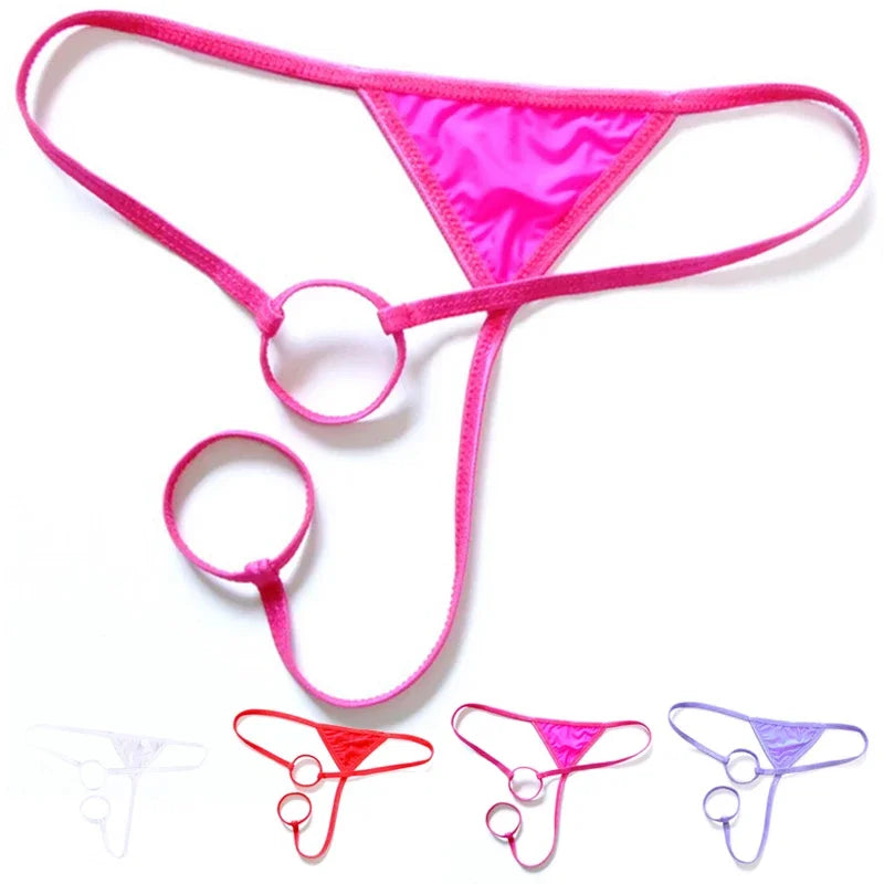 Cock Ring Sexy Thongs For Men Can Open Button G String Men Bikini Underwear Gay Jockstrap Men's Penis Hole Underwear