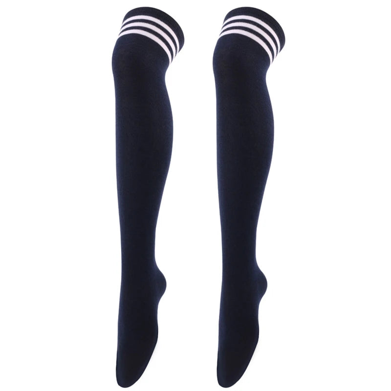 1Pair Striped Long Socks Women Sexy Over Knee Thigh High Socks Over The Knee Stockings Ladies Girls Warm Long Tube Socks ﻿