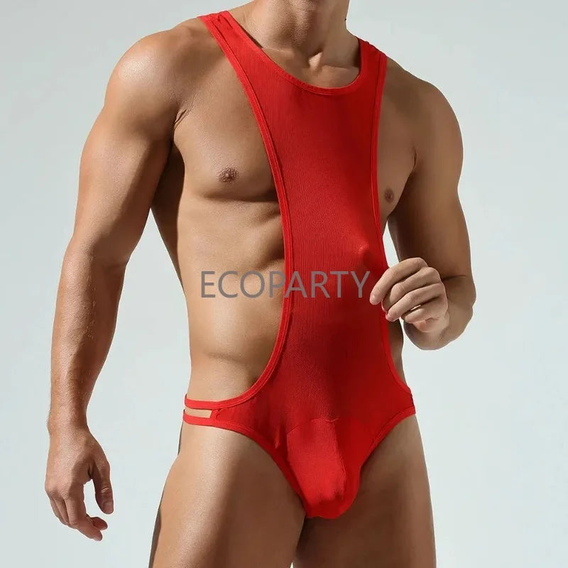 Men's Bodysuits Body Building Shapers Tights Men Singlet Underwear Bikini Sexy Men T-Back Jumpsuit Stretch Thongs Jockstrap
