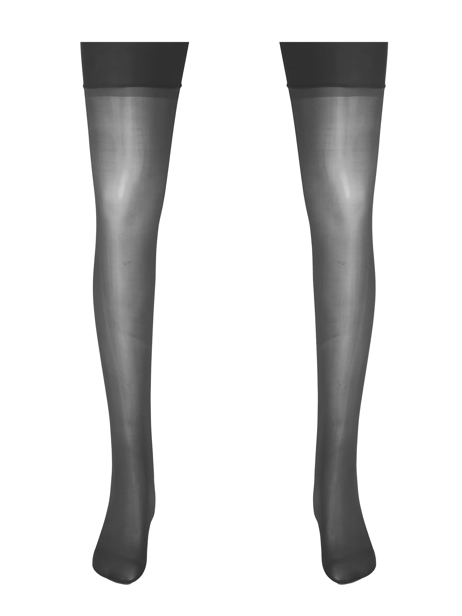 1 Pair Mens Sheer Compression Socks Full-Footed Stockings Glossy Anti-skid Soft Elasticity Band Thigh High Silk Long Stockings