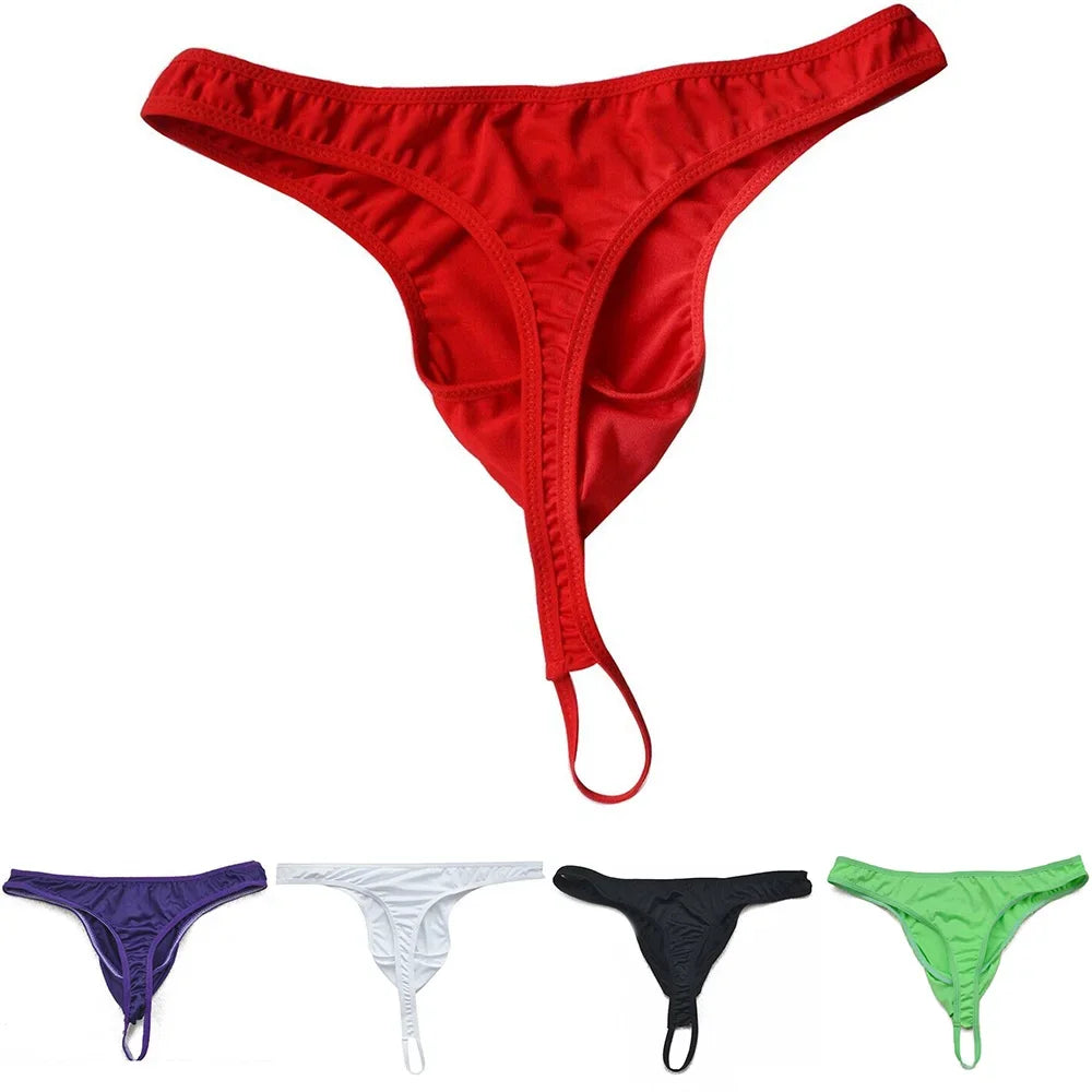 Men Bulge Pouch Thong  Sexy Lingerie  Low Rise Jockstrap G-string T-back Ring Bikini Underwear Briefs Underpants Panties