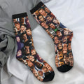 Unisex Men Socks Theo James Photo Collage English Actor Stockings Spring Funny Comfortable Socks Sports Anti Bacterial Socks