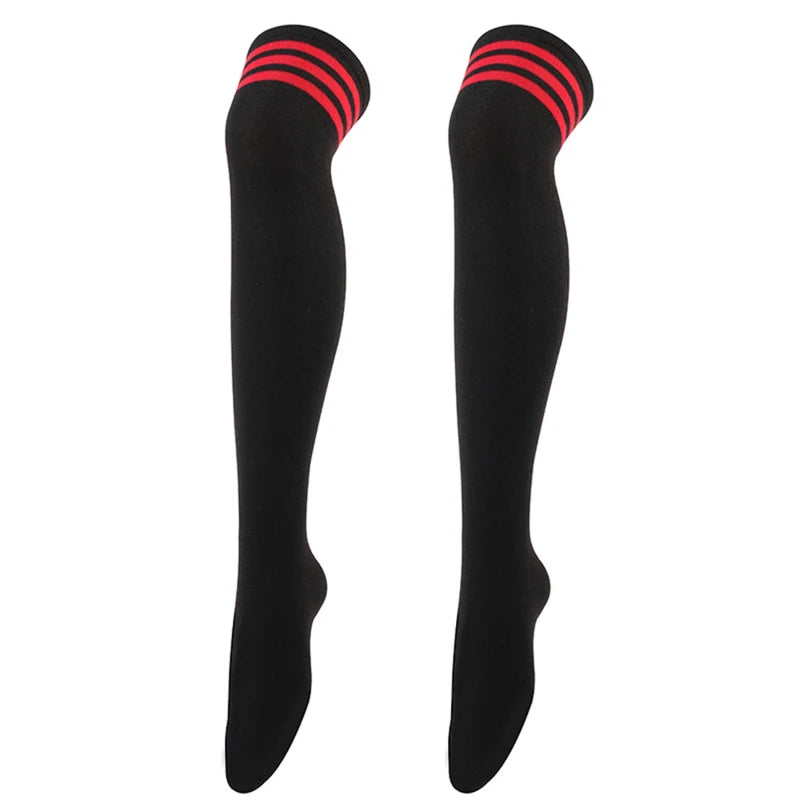 1Pair Striped Long Socks Women Sexy Over Knee Thigh High Socks Over The Knee Stockings Ladies Girls Warm Long Tube Socks ﻿