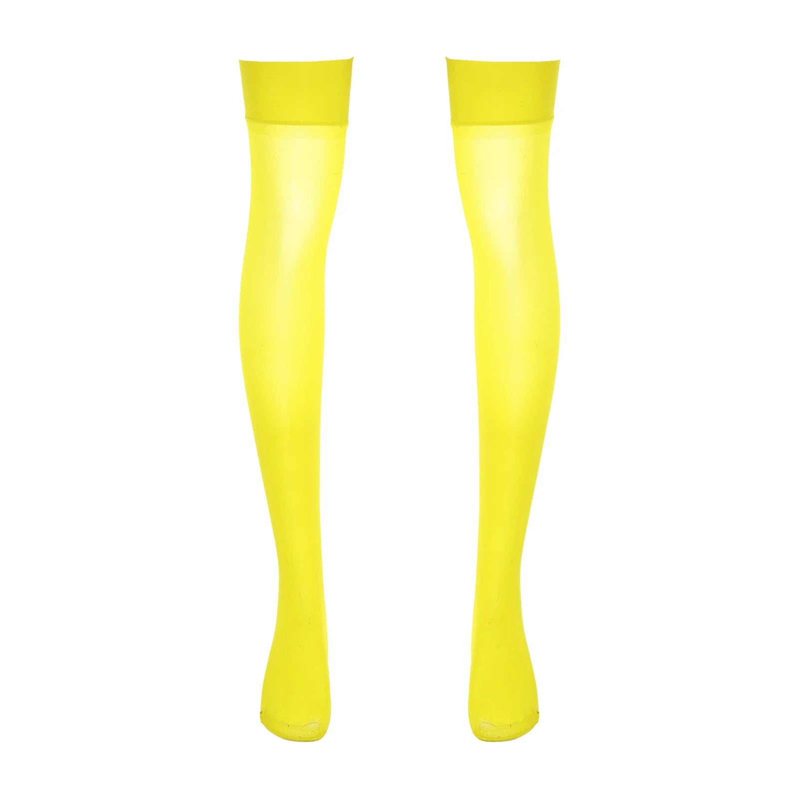 Sexy Mens Lingerie Glossy See-through Stockings Thin Shiny Solid Color Stretchy Sheer Thigh High Socks Sissy Stockings