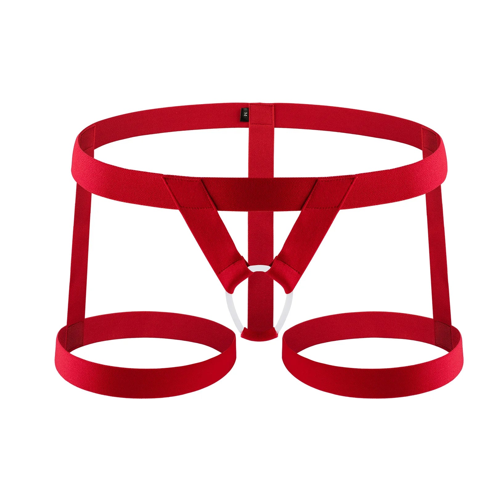 Men's Silicone Ring Jockstrap Elastic Garter Belt Thong Lingerie Sexy Low Waist Bondage Underwear with Leg Straps
